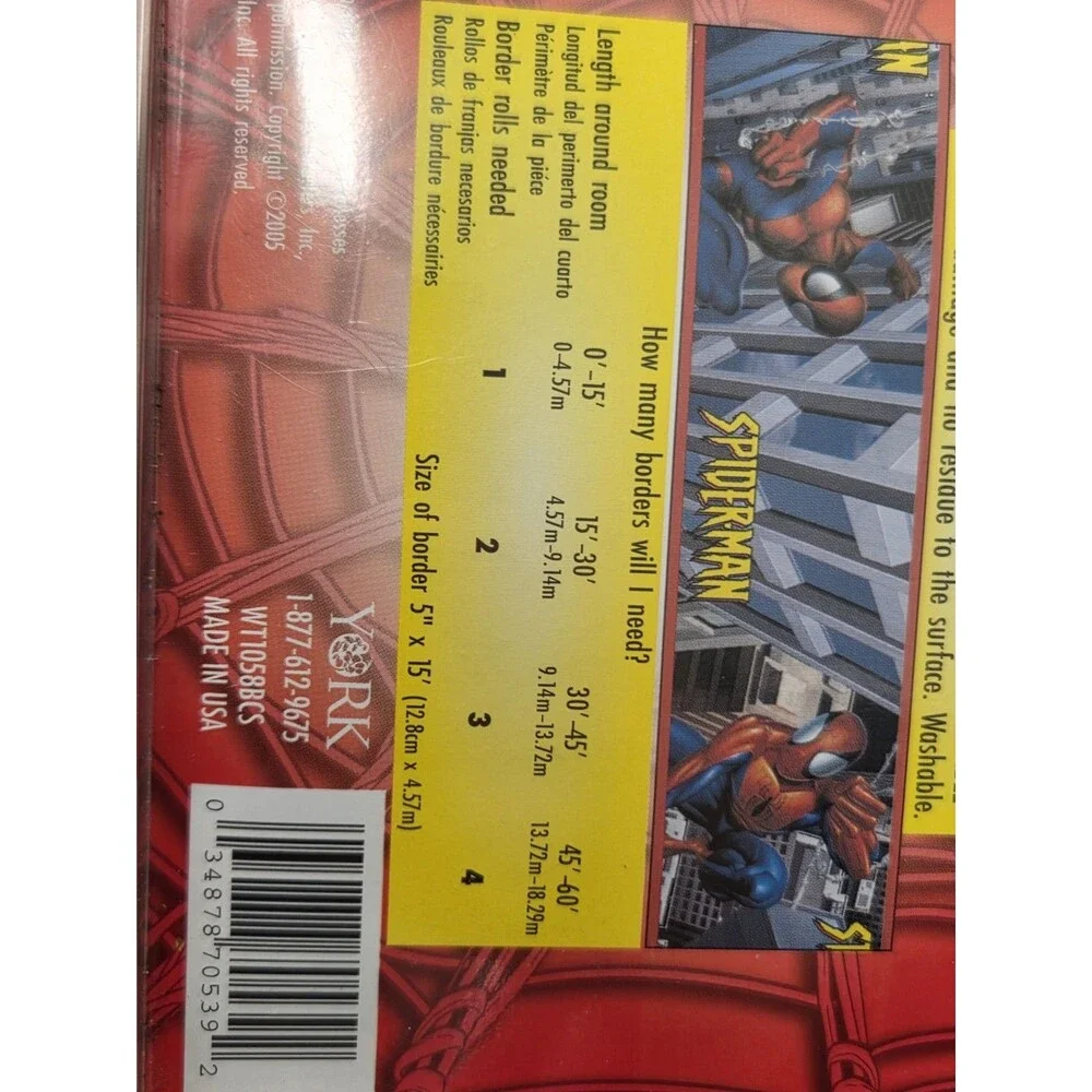 Spiderman Peel and Stick Border Marvel New